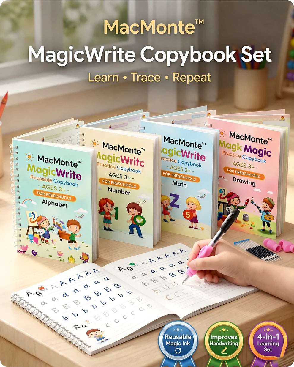 MagicWrite Reusable Practice Copybook Set